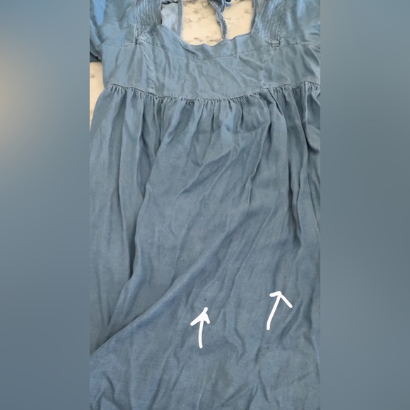 Hem & Thread Solid Blue Square Neck Babydoll Dress- Medium - Picture 10 of 12